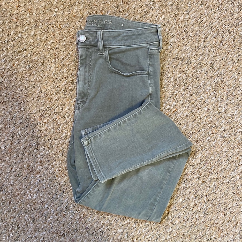 Hunter green AEO skinny jeans